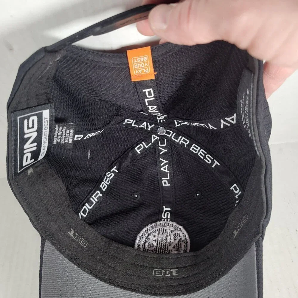 Ping Putter Black Unstructured Flexfit Tech One Ten Snapback Adjustable Golf Hat